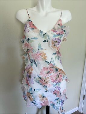 Abercrombie & Fitch White Floral Ruffle Mini Dress